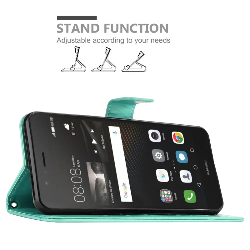 Cadorabo Hülle kompatibel mit Huawei P9 LITE 2016 / G9 LITE Schutzhülle im Blumen Design mit Magnetverschluss, Standfunktion und Kartenfächern