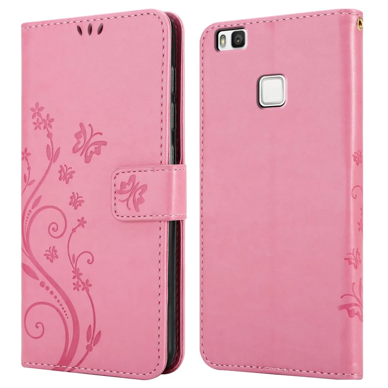 Cadorabo Hülle kompatibel mit Huawei P9 LITE 2016 / G9 LITE Schutzhülle im Blumen Design mit Magnetverschluss, Standfunktion und Kartenfächern