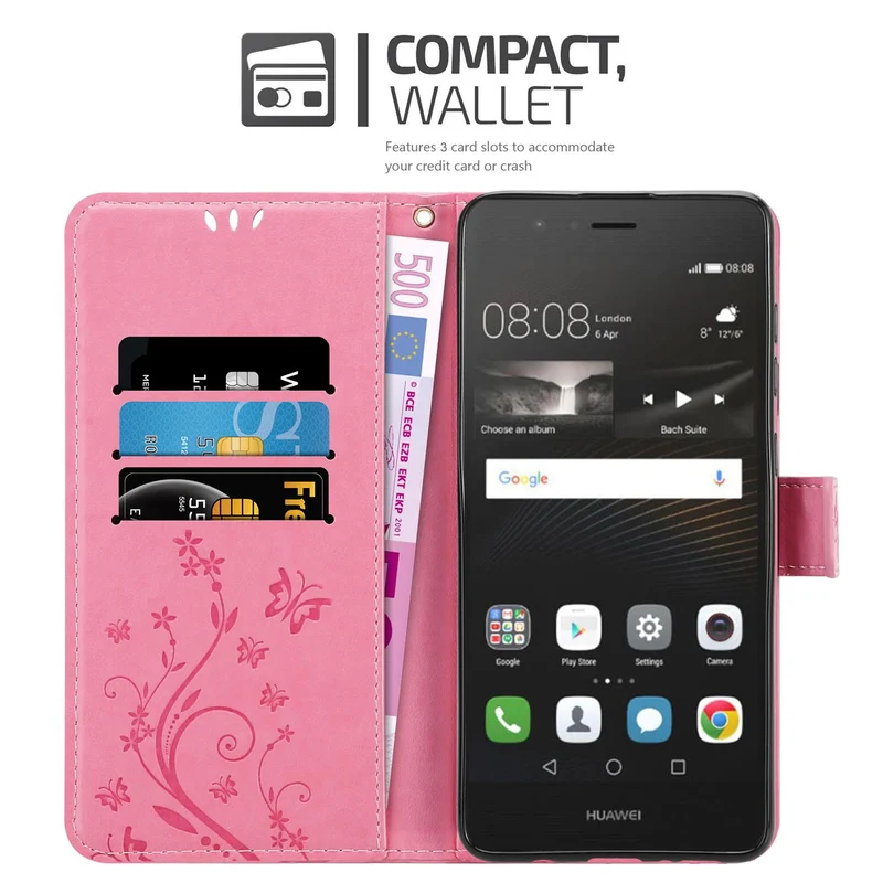 Cadorabo Hülle kompatibel mit Huawei P9 LITE 2016 / G9 LITE Schutzhülle im Blumen Design mit Magnetverschluss, Standfunktion und Kartenfächern