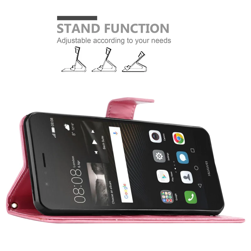Cadorabo Hülle kompatibel mit Huawei P9 LITE 2016 / G9 LITE Schutzhülle im Blumen Design mit Magnetverschluss, Standfunktion und Kartenfächern