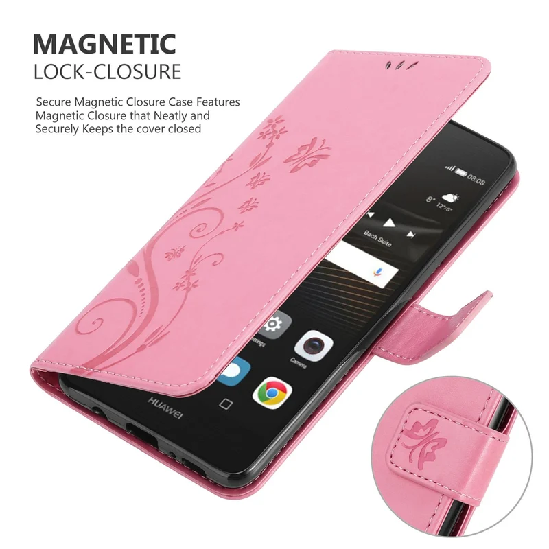 Cadorabo Hülle kompatibel mit Huawei P9 LITE 2016 / G9 LITE Schutzhülle im Blumen Design mit Magnetverschluss, Standfunktion und Kartenfächern
