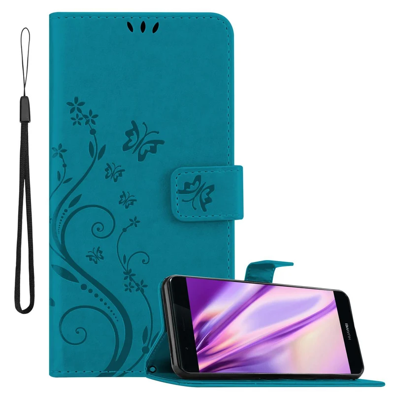 Cadorabo Hülle kompatibel mit Huawei P9 Schutzhülle im Blumen Design mit Magnetverschluss, Standfunktion und Kartenfächern
