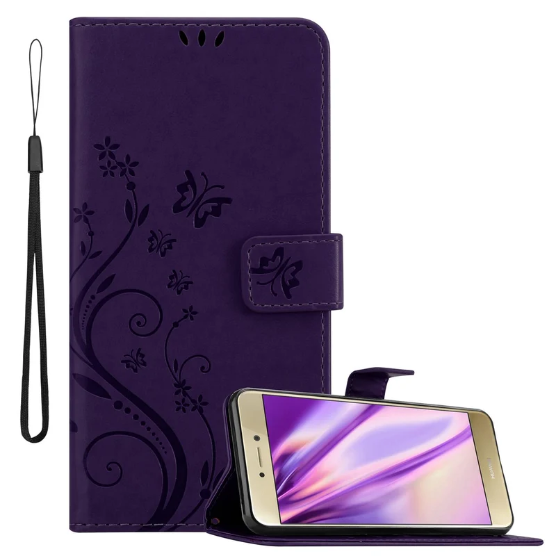 Cadorabo Hülle kompatibel mit Huawei P8 LITE 2017 / P9 LITE 2017 Schutzhülle im Blumen Design mit Magnetverschluss, Standfunktion und Kartenfächern