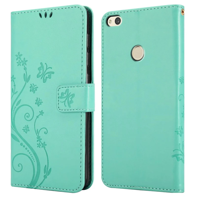 Cadorabo Hülle kompatibel mit Huawei P8 LITE 2017 / P9 LITE 2017 Schutzhülle im Blumen Design mit Magnetverschluss, Standfunktion und Kartenfächern