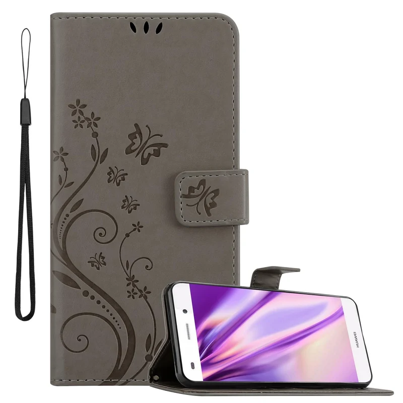 Cadorabo Hülle kompatibel mit Huawei P8 LITE 2015 Schutzhülle im Blumen Design mit Magnetverschluss, Standfunktion und Kartenfächern