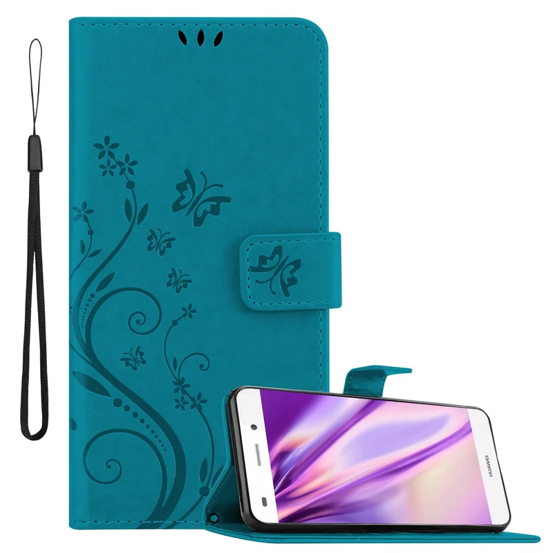 Cadorabo Hülle kompatibel mit Huawei P8 LITE 2015 Schutzhülle im Blumen Design mit Magnetverschluss, Standfunktion und Kartenfächern