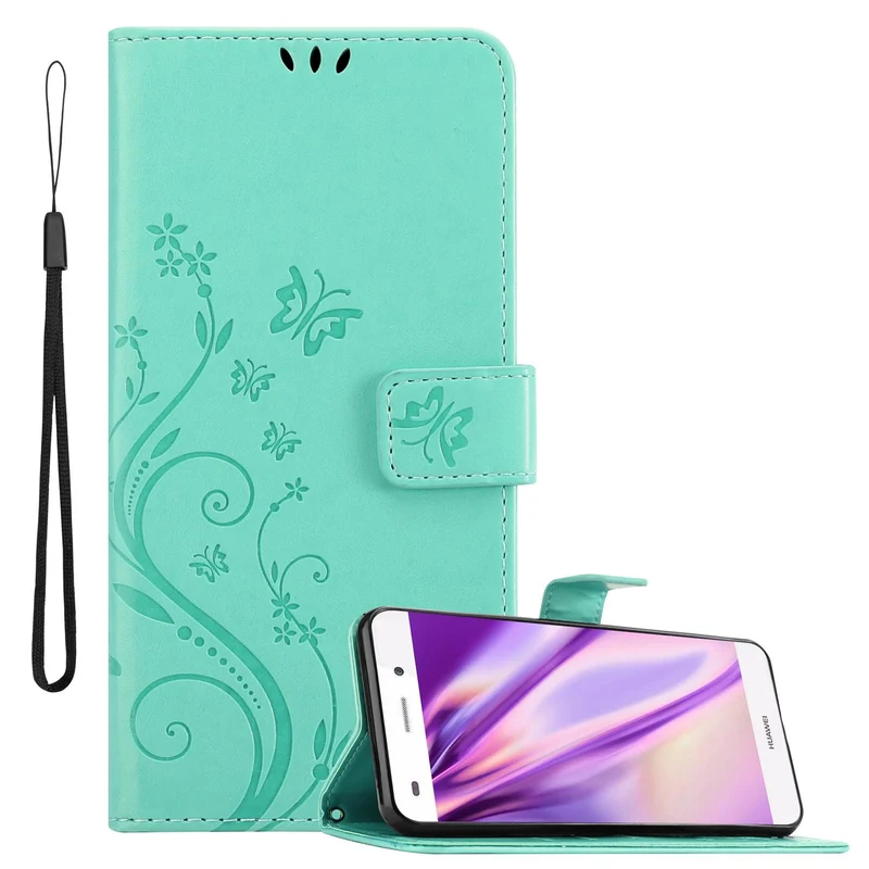 Cadorabo Hülle kompatibel mit Huawei P8 LITE 2015 Schutzhülle im Blumen Design mit Magnetverschluss, Standfunktion und Kartenfächern