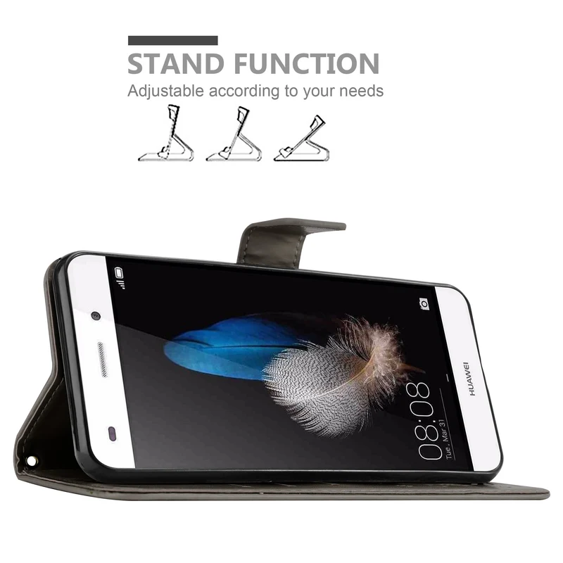 Cadorabo Hülle kompatibel mit Huawei P8 LITE 2015 Schutzhülle im Blumen Design mit Magnetverschluss, Standfunktion und Kartenfächern
