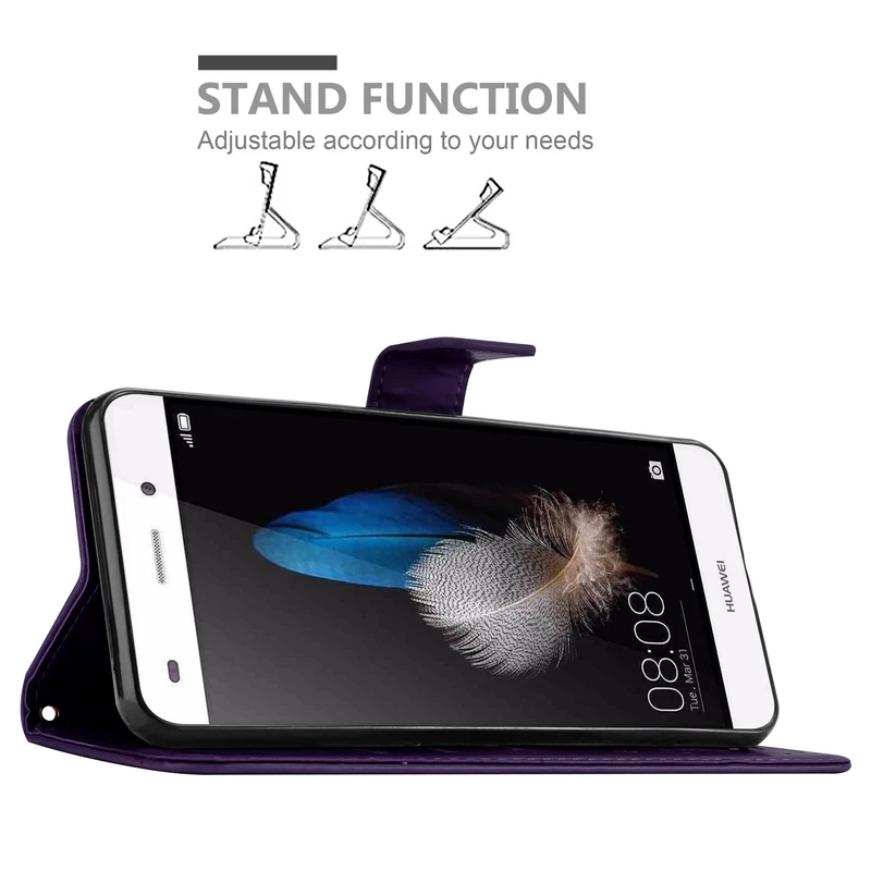 Cadorabo Hülle kompatibel mit Huawei P8 LITE 2015 Schutzhülle im Blumen Design mit Magnetverschluss, Standfunktion und Kartenfächern
