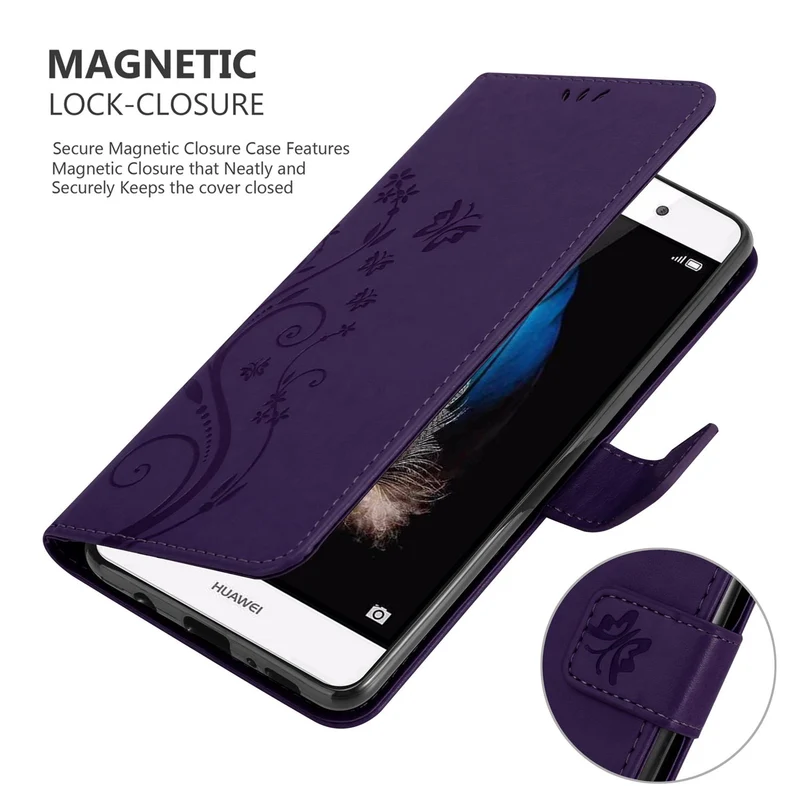 Cadorabo Hülle kompatibel mit Huawei P8 LITE 2015 Schutzhülle im Blumen Design mit Magnetverschluss, Standfunktion und Kartenfächern