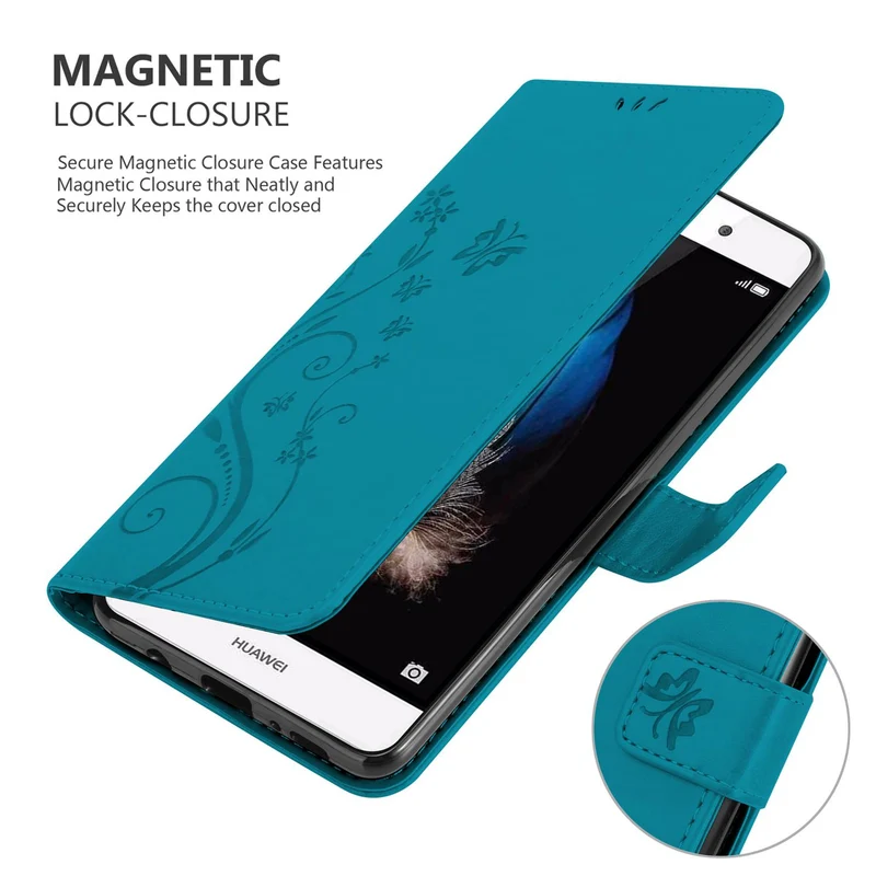 Cadorabo Hülle kompatibel mit Huawei P8 LITE 2015 Schutzhülle im Blumen Design mit Magnetverschluss, Standfunktion und Kartenfächern