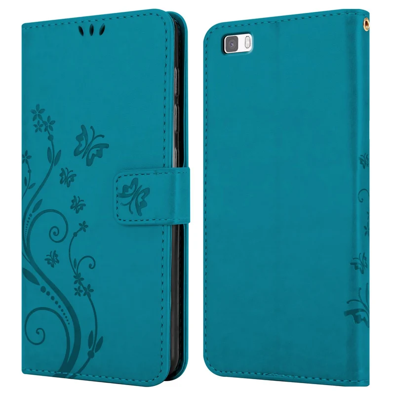 Cadorabo Hülle kompatibel mit Huawei P8 LITE 2015 Schutzhülle im Blumen Design mit Magnetverschluss, Standfunktion und Kartenfächern