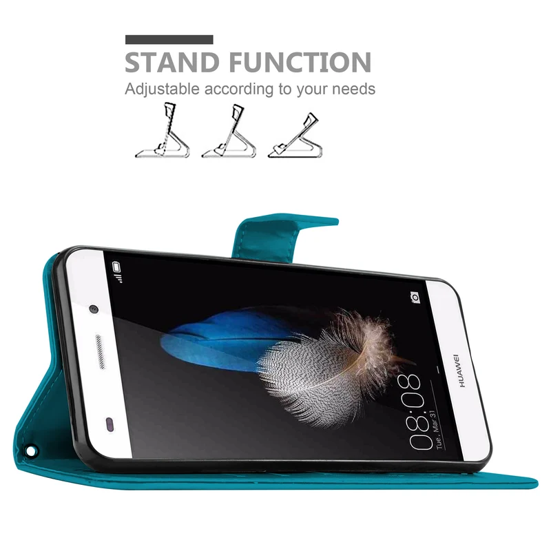 Cadorabo Hülle kompatibel mit Huawei P8 LITE 2015 Schutzhülle im Blumen Design mit Magnetverschluss, Standfunktion und Kartenfächern