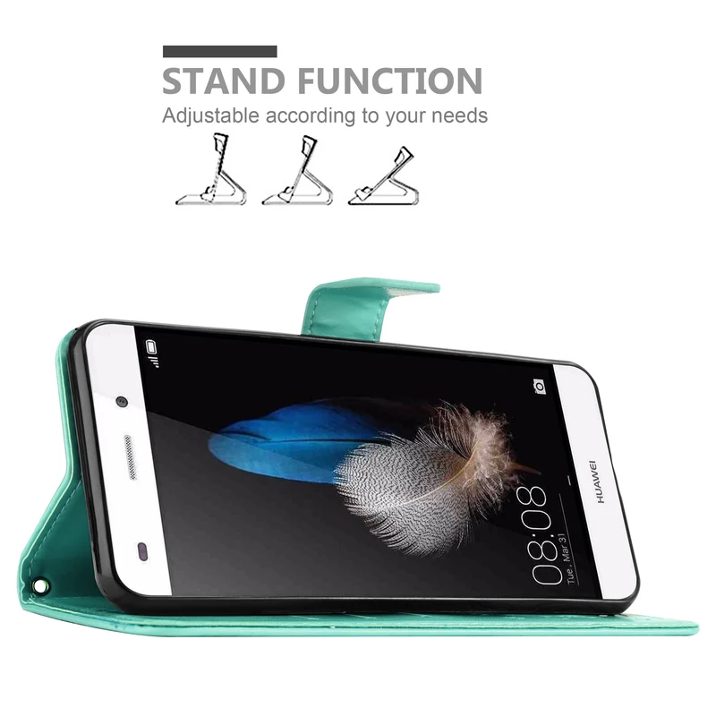 Cadorabo Hülle kompatibel mit Huawei P8 LITE 2015 Schutzhülle im Blumen Design mit Magnetverschluss, Standfunktion und Kartenfächern