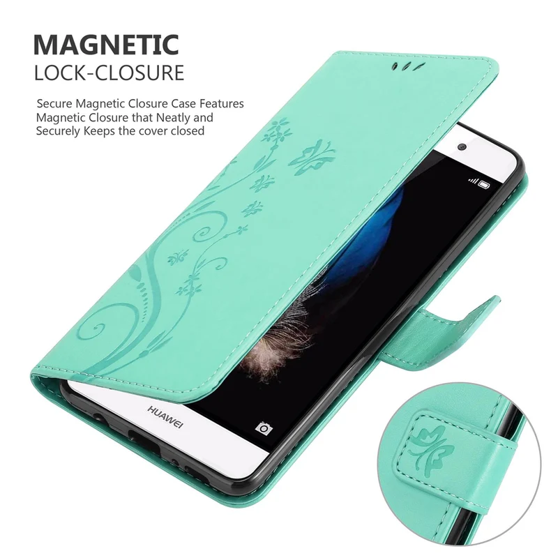 Cadorabo Hülle kompatibel mit Huawei P8 LITE 2015 Schutzhülle im Blumen Design mit Magnetverschluss, Standfunktion und Kartenfächern