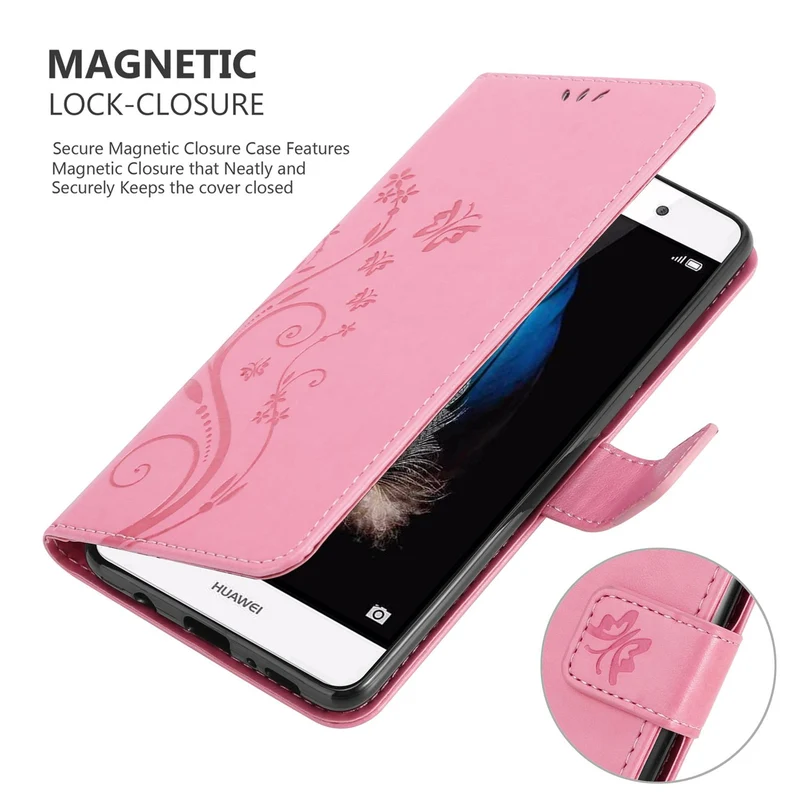 Cadorabo Hülle kompatibel mit Huawei P8 LITE 2015 Schutzhülle im Blumen Design mit Magnetverschluss, Standfunktion und Kartenfächern