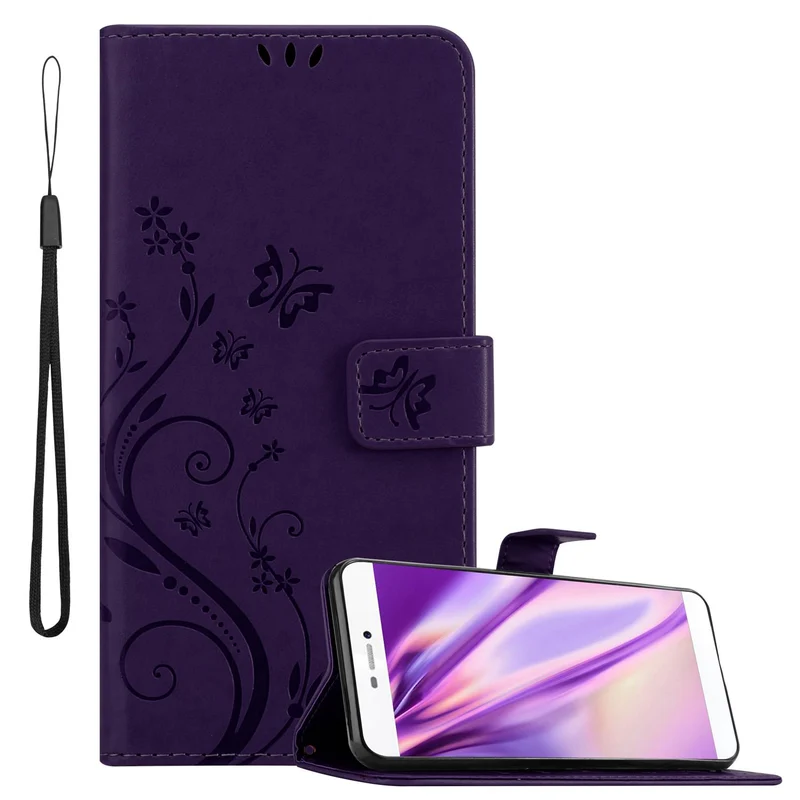 Cadorabo Hülle kompatibel mit Huawei P8 Schutzhülle im Blumen Design mit Magnetverschluss, Standfunktion und Kartenfächern