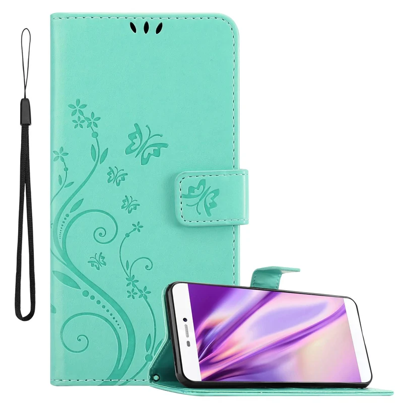 Cadorabo Hülle kompatibel mit Huawei P8 Schutzhülle im Blumen Design mit Magnetverschluss, Standfunktion und Kartenfächern