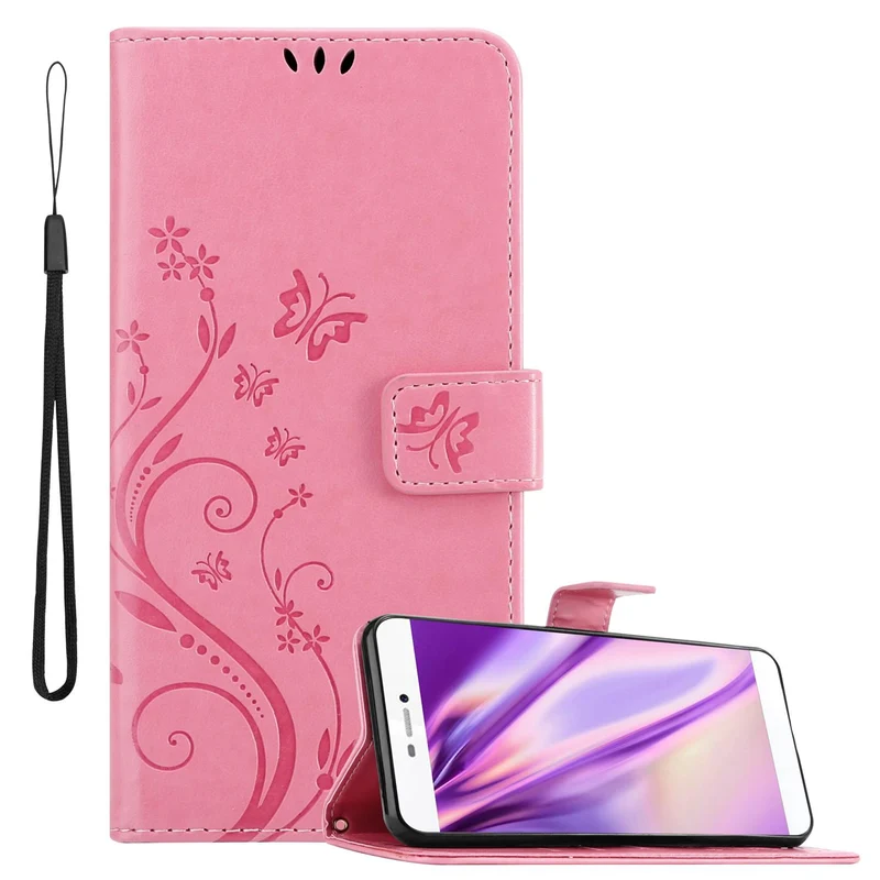 Cadorabo Hülle kompatibel mit Huawei P8 Schutzhülle im Blumen Design mit Magnetverschluss, Standfunktion und Kartenfächern