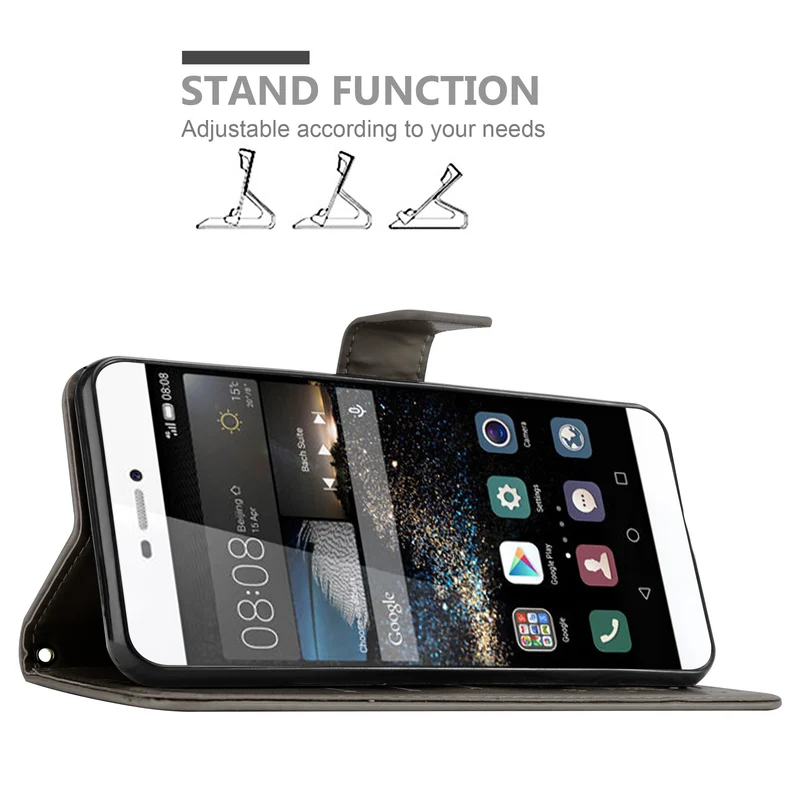 Cadorabo Hülle kompatibel mit Huawei P8 Schutzhülle im Blumen Design mit Magnetverschluss, Standfunktion und Kartenfächern