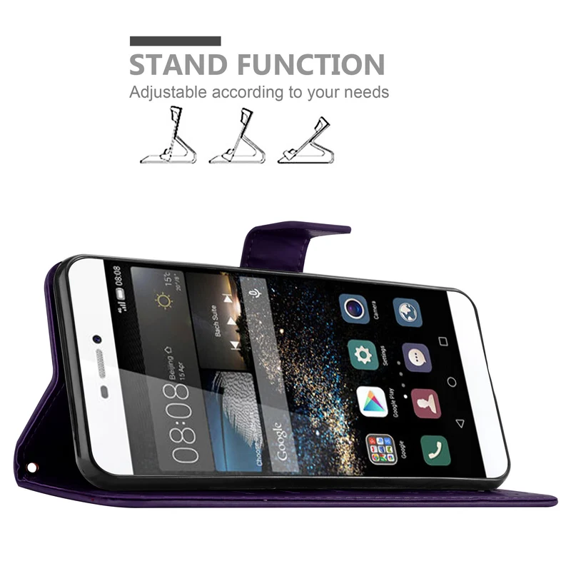 Cadorabo Hülle kompatibel mit Huawei P8 Schutzhülle im Blumen Design mit Magnetverschluss, Standfunktion und Kartenfächern