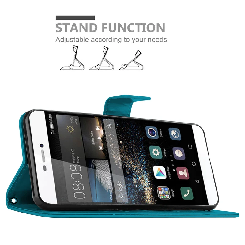 Cadorabo Hülle kompatibel mit Huawei P8 Schutzhülle im Blumen Design mit Magnetverschluss, Standfunktion und Kartenfächern