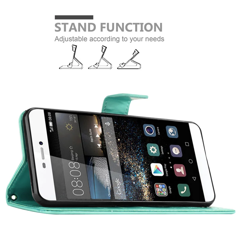 Cadorabo Hülle kompatibel mit Huawei P8 Schutzhülle im Blumen Design mit Magnetverschluss, Standfunktion und Kartenfächern