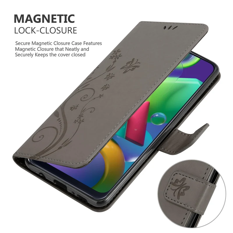 Cadorabo Hülle kompatibel mit Samsung Galaxy M31 Schutzhülle im Blumen Design mit Magnetverschluss, Standfunktion und Kartenfächern