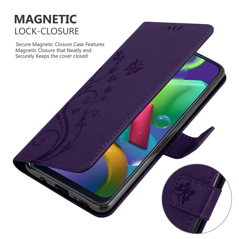 Cadorabo Hülle kompatibel mit Samsung Galaxy M31 Schutzhülle im Blumen Design mit Magnetverschluss, Standfunktion und Kartenfächern