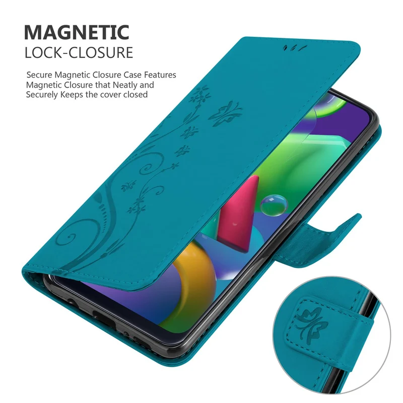 Cadorabo Hülle kompatibel mit Samsung Galaxy M31 Schutzhülle im Blumen Design mit Magnetverschluss, Standfunktion und Kartenfächern