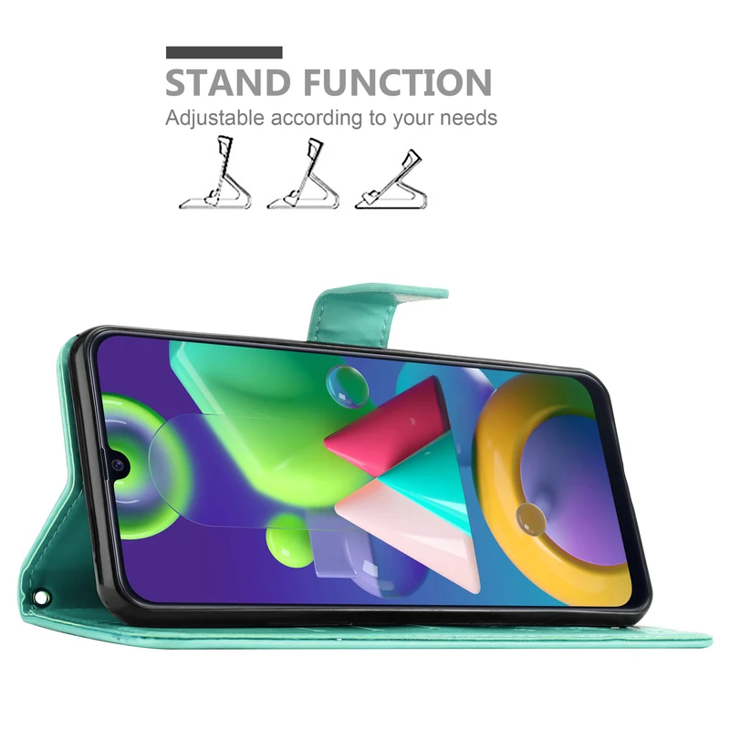 Cadorabo Hülle kompatibel mit Samsung Galaxy M31 Schutzhülle im Blumen Design mit Magnetverschluss, Standfunktion und Kartenfächern