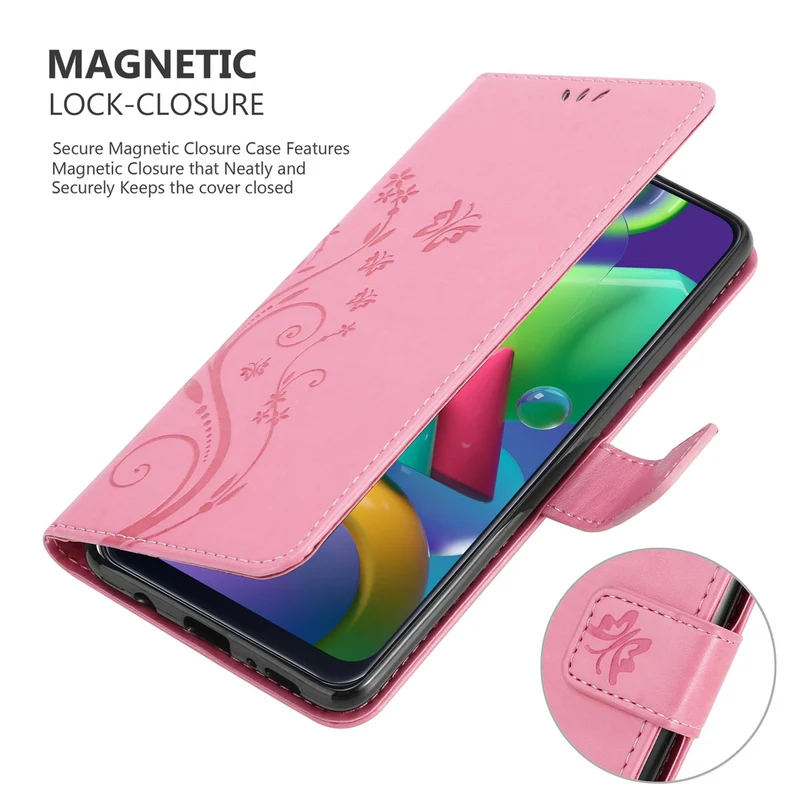 Cadorabo Hülle kompatibel mit Samsung Galaxy M31 Schutzhülle im Blumen Design mit Magnetverschluss, Standfunktion und Kartenfächern