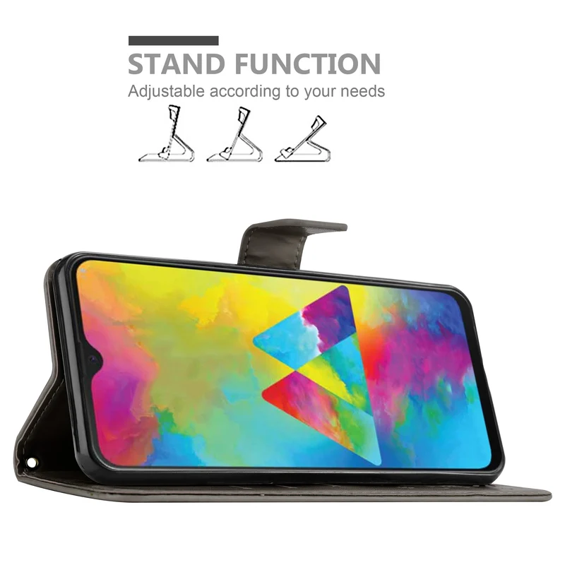 Cadorabo Hülle kompatibel mit Samsung Galaxy M21 / M30s Schutzhülle im Blumen Design mit Magnetverschluss, Standfunktion und Kartenfächern