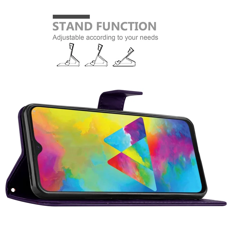 Cadorabo Hülle kompatibel mit Samsung Galaxy M21 / M30s Schutzhülle im Blumen Design mit Magnetverschluss, Standfunktion und Kartenfächern