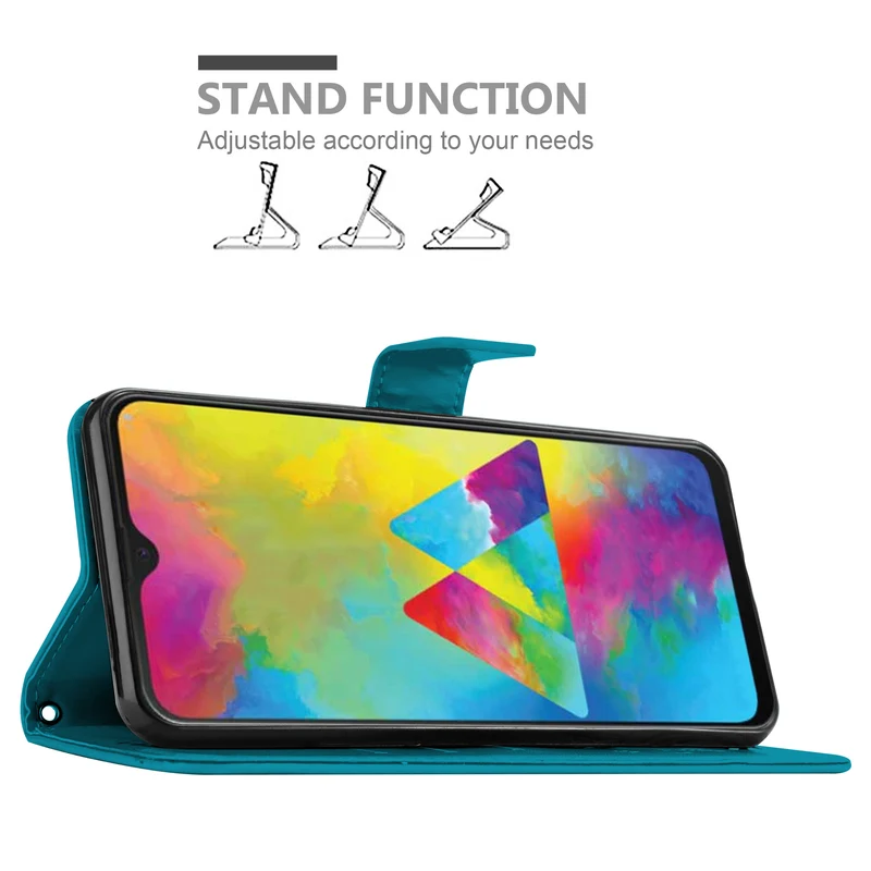 Cadorabo Hülle kompatibel mit Samsung Galaxy M21 / M30s Schutzhülle im Blumen Design mit Magnetverschluss, Standfunktion und Kartenfächern