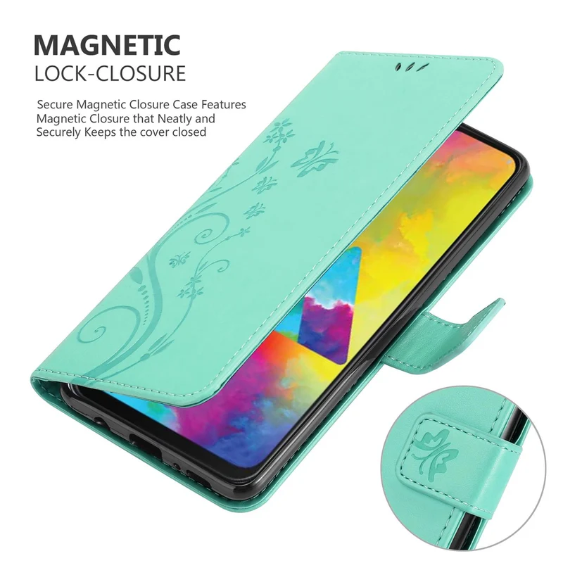Cadorabo Hülle kompatibel mit Samsung Galaxy M21 / M30s Schutzhülle im Blumen Design mit Magnetverschluss, Standfunktion und Kartenfächern