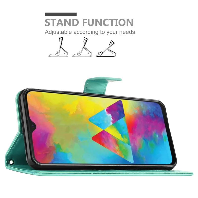 Cadorabo Hülle kompatibel mit Samsung Galaxy M21 / M30s Schutzhülle im Blumen Design mit Magnetverschluss, Standfunktion und Kartenfächern