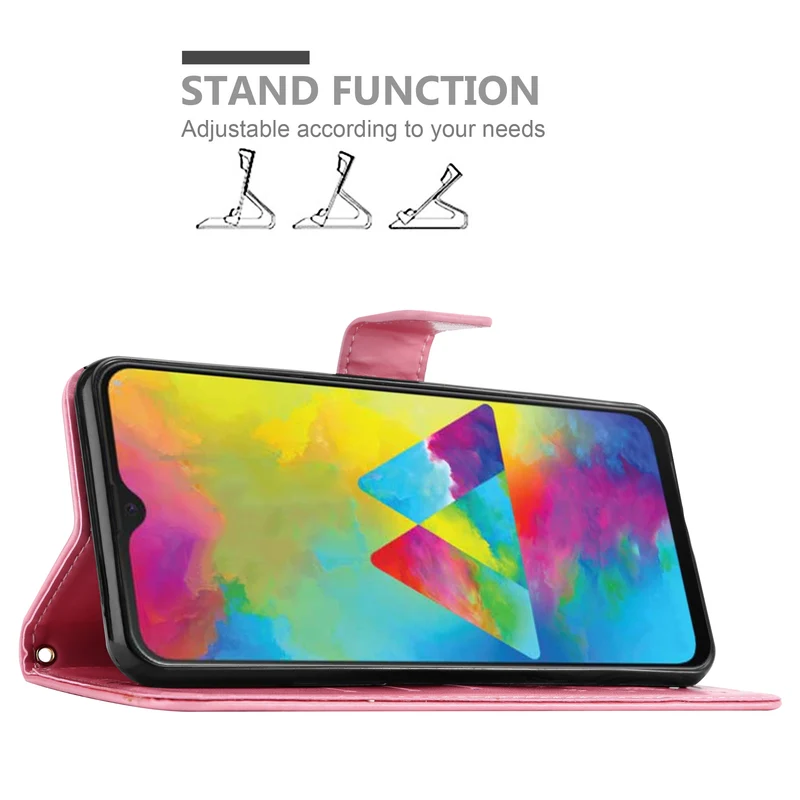 Cadorabo Hülle kompatibel mit Samsung Galaxy M21 / M30s Schutzhülle im Blumen Design mit Magnetverschluss, Standfunktion und Kartenfächern
