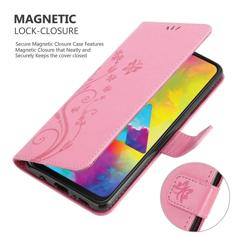Cadorabo Hülle kompatibel mit Samsung Galaxy M21 / M30s Schutzhülle im Blumen Design mit Magnetverschluss, Standfunktion und Kartenfächern