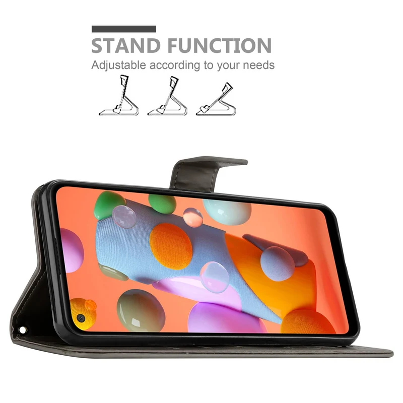 Cadorabo Hülle kompatibel mit Samsung Galaxy A11 / M11 Schutzhülle im Blumen Design mit Magnetverschluss, Standfunktion und Kartenfächern
