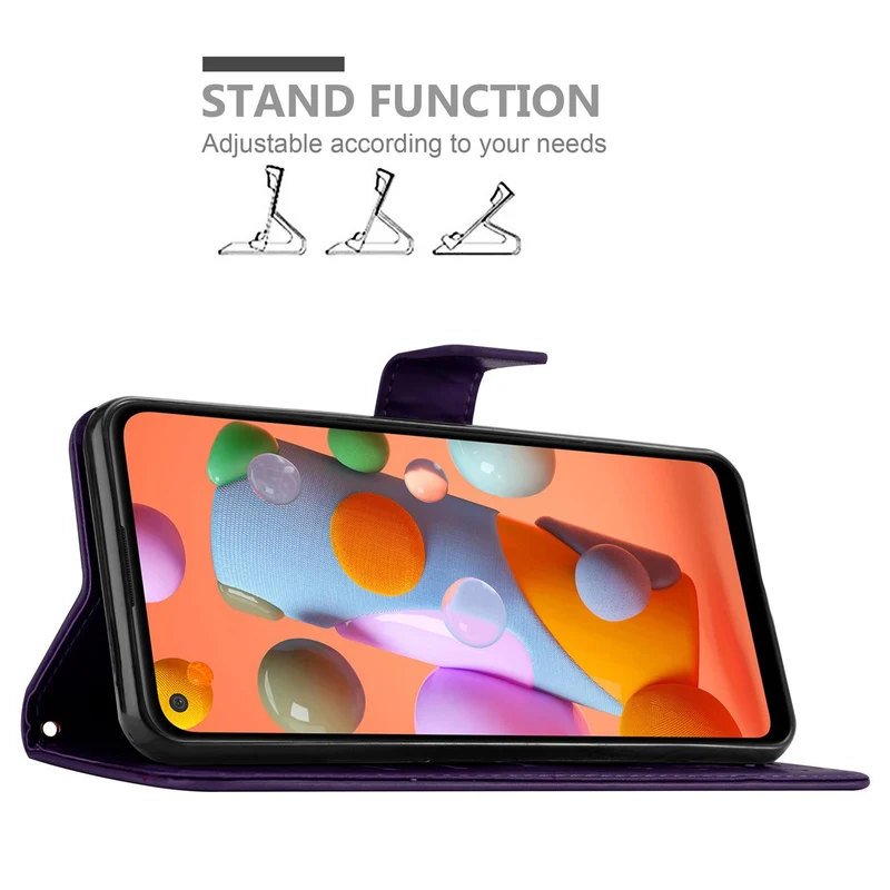 Cadorabo Hülle kompatibel mit Samsung Galaxy A11 / M11 Schutzhülle im Blumen Design mit Magnetverschluss, Standfunktion und Kartenfächern