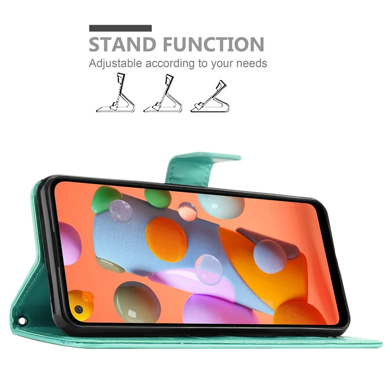 Cadorabo Hülle kompatibel mit Samsung Galaxy A11 / M11 Schutzhülle im Blumen Design mit Magnetverschluss, Standfunktion und Kartenfächern