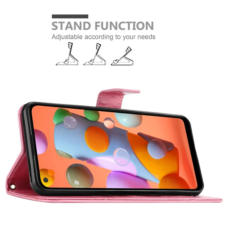 Cadorabo Hülle kompatibel mit Samsung Galaxy A11 / M11 Schutzhülle im Blumen Design mit Magnetverschluss, Standfunktion und Kartenfächern