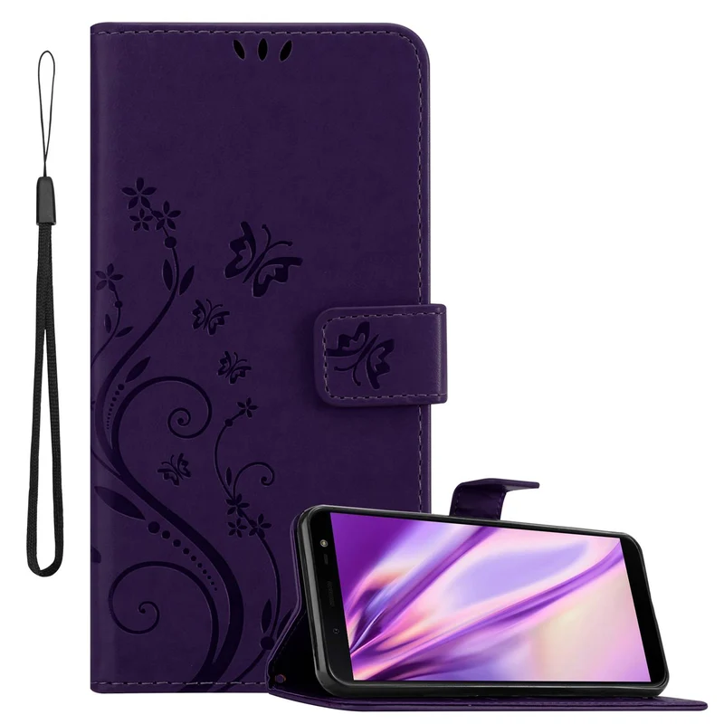 Cadorabo Hülle kompatibel mit Samsung Galaxy J6 2018 Schutzhülle im Blumen Design mit Magnetverschluss, Standfunktion und Kartenfächern