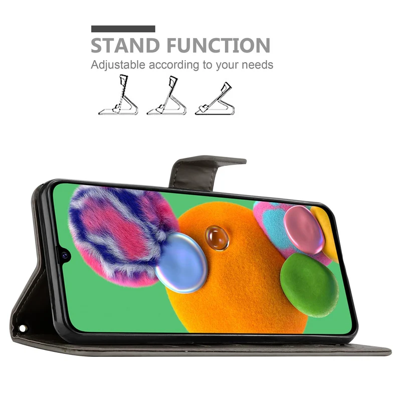 Cadorabo Hülle kompatibel mit Samsung Galaxy A90 5G Schutzhülle im Blumen Design mit Magnetverschluss, Standfunktion und Kartenfächern