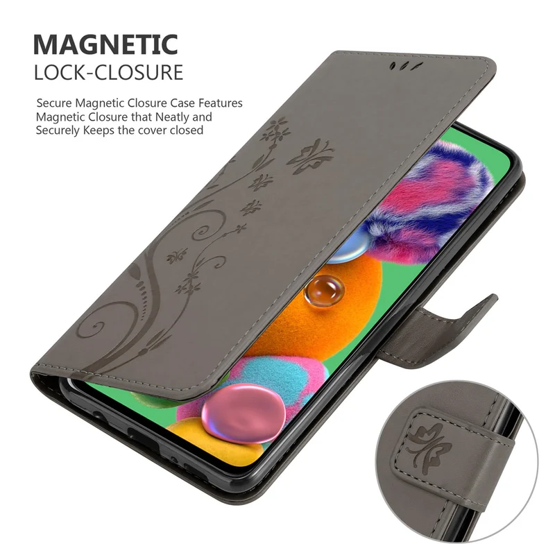Cadorabo Hülle kompatibel mit Samsung Galaxy A90 5G Schutzhülle im Blumen Design mit Magnetverschluss, Standfunktion und Kartenfächern