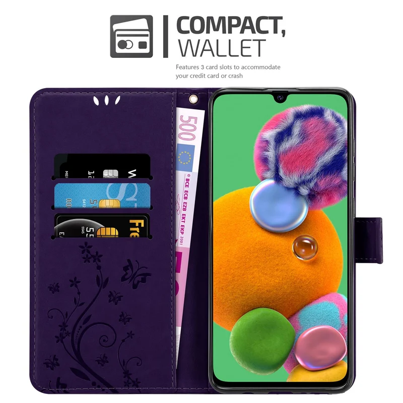 Cadorabo Hülle kompatibel mit Samsung Galaxy A90 5G Schutzhülle im Blumen Design mit Magnetverschluss, Standfunktion und Kartenfächern