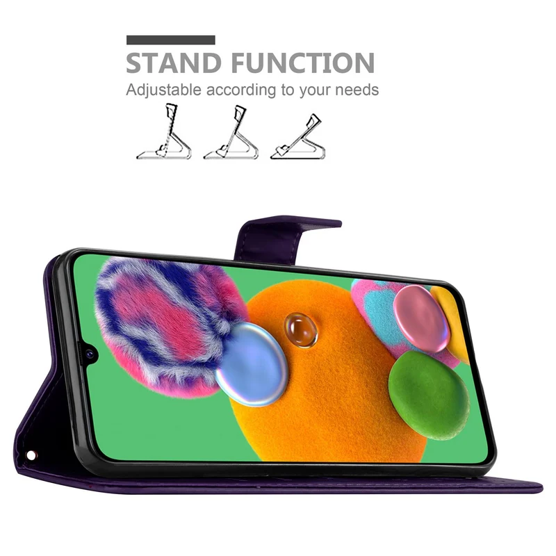 Cadorabo Hülle kompatibel mit Samsung Galaxy A90 5G Schutzhülle im Blumen Design mit Magnetverschluss, Standfunktion und Kartenfächern