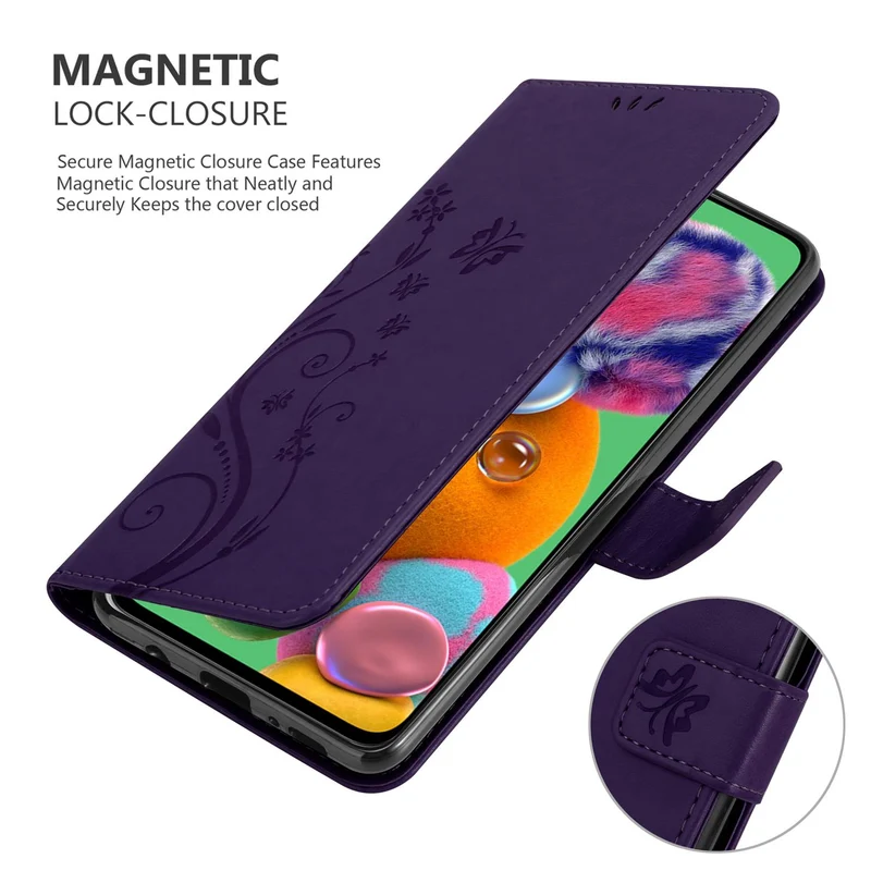 Cadorabo Hülle kompatibel mit Samsung Galaxy A90 5G Schutzhülle im Blumen Design mit Magnetverschluss, Standfunktion und Kartenfächern