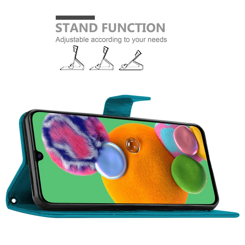 Cadorabo Hülle kompatibel mit Samsung Galaxy A90 5G Schutzhülle im Blumen Design mit Magnetverschluss, Standfunktion und Kartenfächern